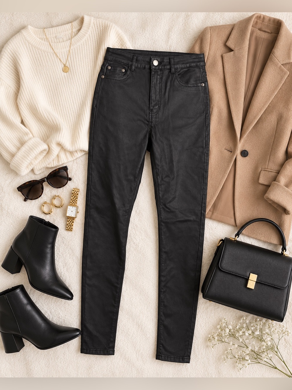 Reserved Black Coated High Rise Skinny Jeans